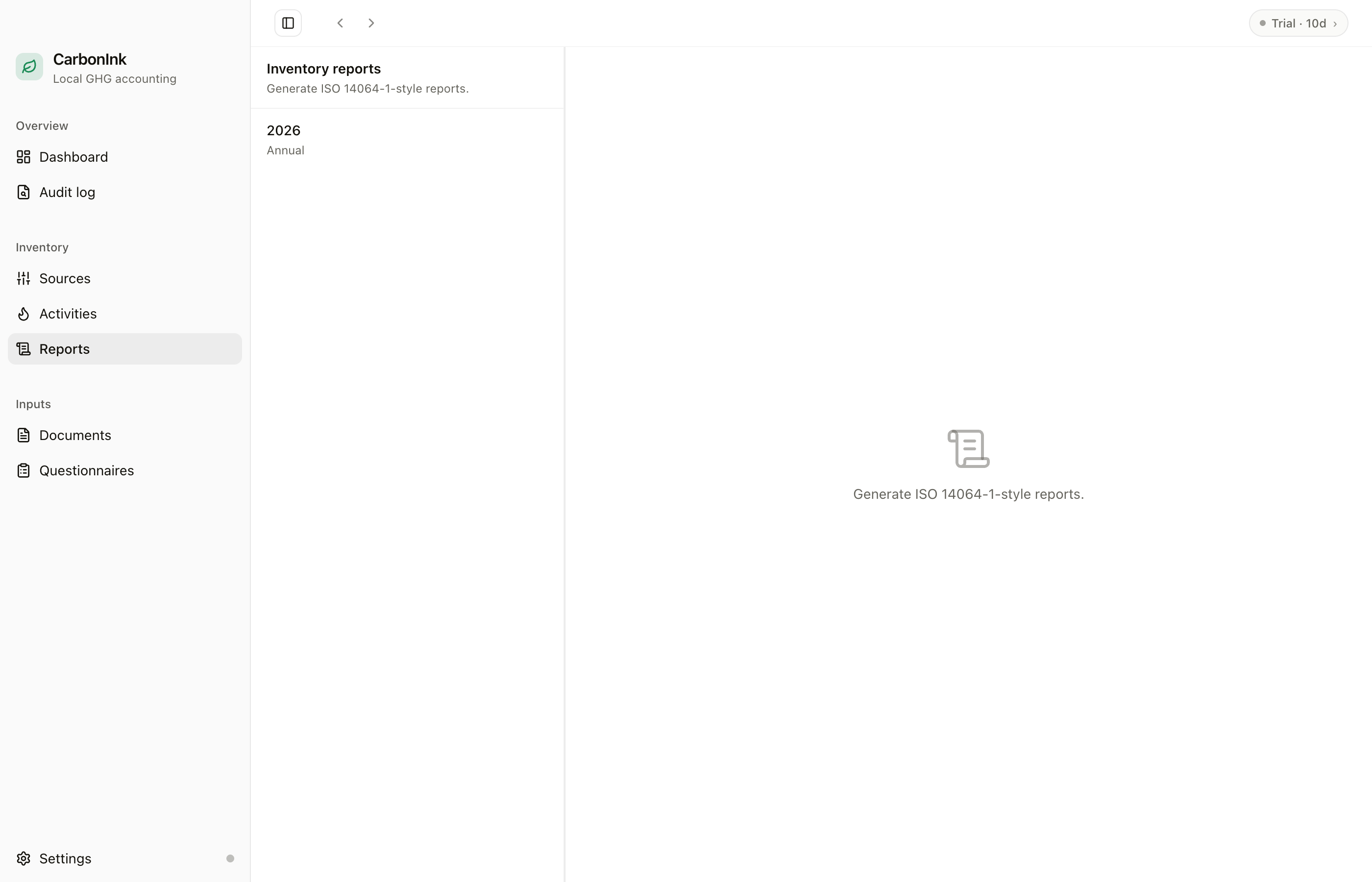 Inventory & disclosure reports